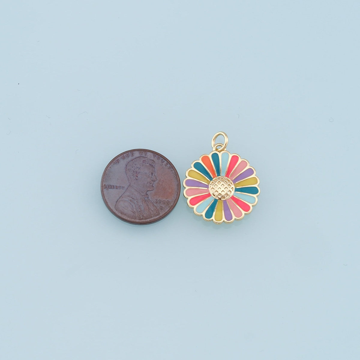 Gold Daisy Charms,18K Gold Filled Enamel Daisy Pendant,Color Daisy Charm Bracelet Necklace for DIY Jewelry Making Supply
