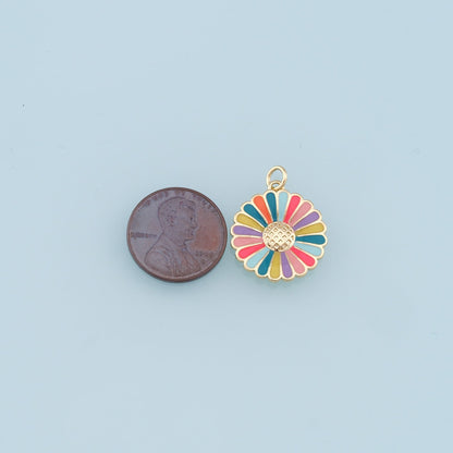 Gold Daisy Charms,18K Gold Filled Enamel Daisy Pendant,Color Daisy Charm Bracelet Necklace for DIY Jewelry Making Supply