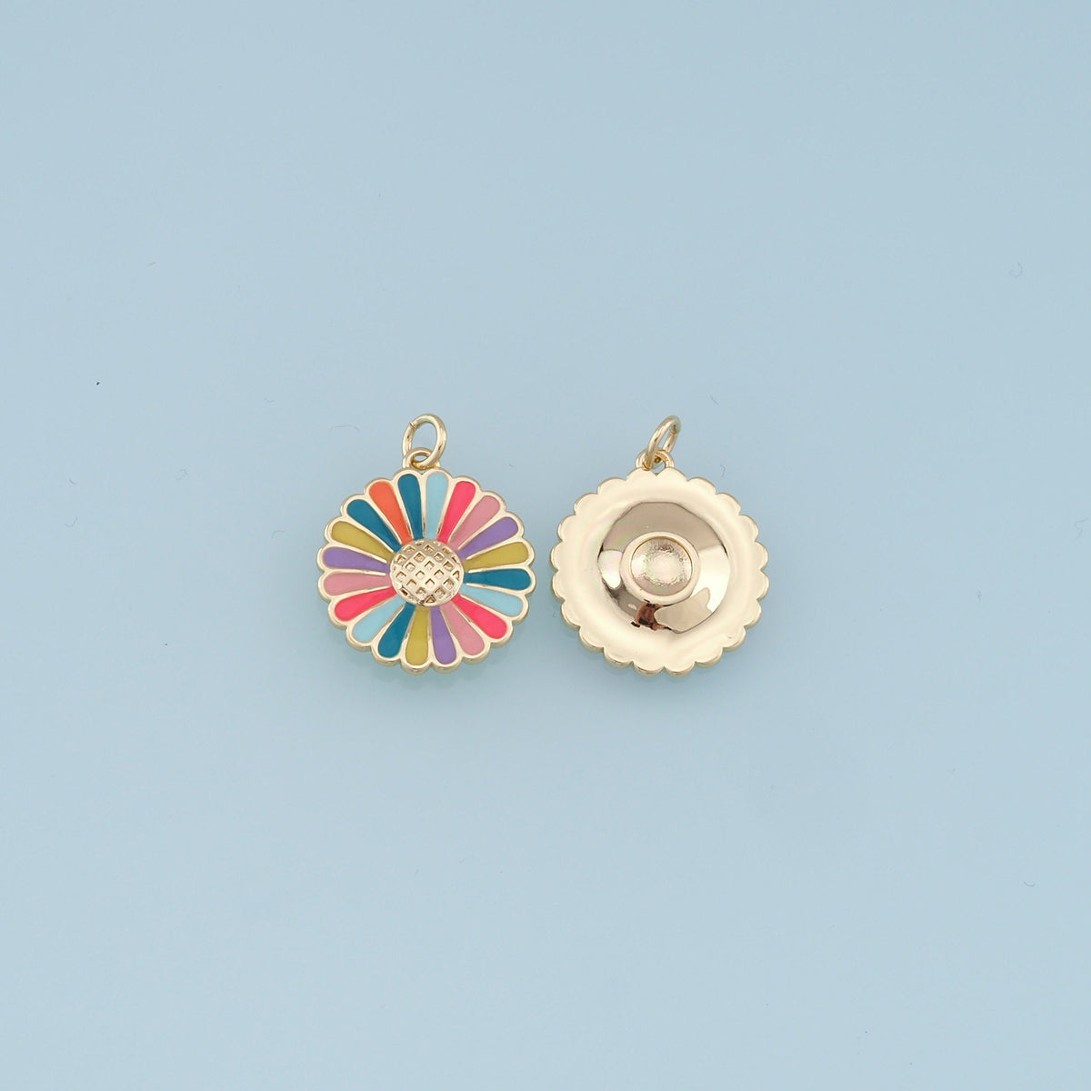 Gold Daisy Charms,18K Gold Filled Enamel Daisy Pendant,Color Daisy Charm Bracelet Necklace for DIY Jewelry Making Supply