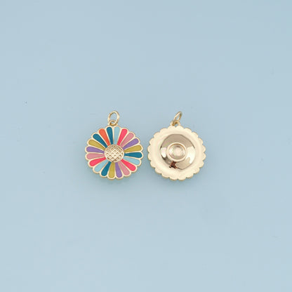 Gold Daisy Charms,18K Gold Filled Enamel Daisy Pendant,Color Daisy Charm Bracelet Necklace for DIY Jewelry Making Supply