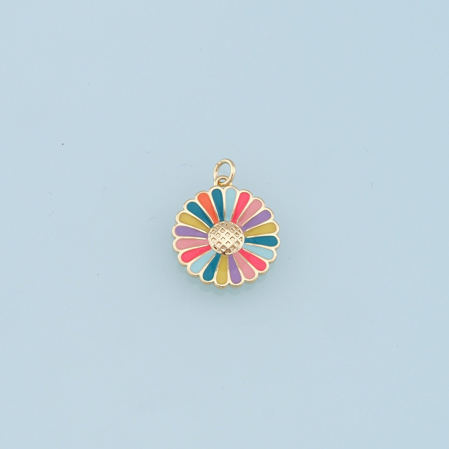 Gold Daisy Charms,18K Gold Filled Enamel Daisy Pendant,Color Daisy Charm Bracelet Necklace for DIY Jewelry Making Supply