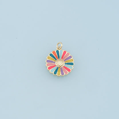 Gold Daisy Charms,18K Gold Filled Enamel Daisy Pendant,Color Daisy Charm Bracelet Necklace for DIY Jewelry Making Supply