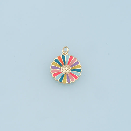 Gold Daisy Charms,18K Gold Filled Enamel Daisy Pendant,Color Daisy Charm Bracelet Necklace for DIY Jewelry Making Supply