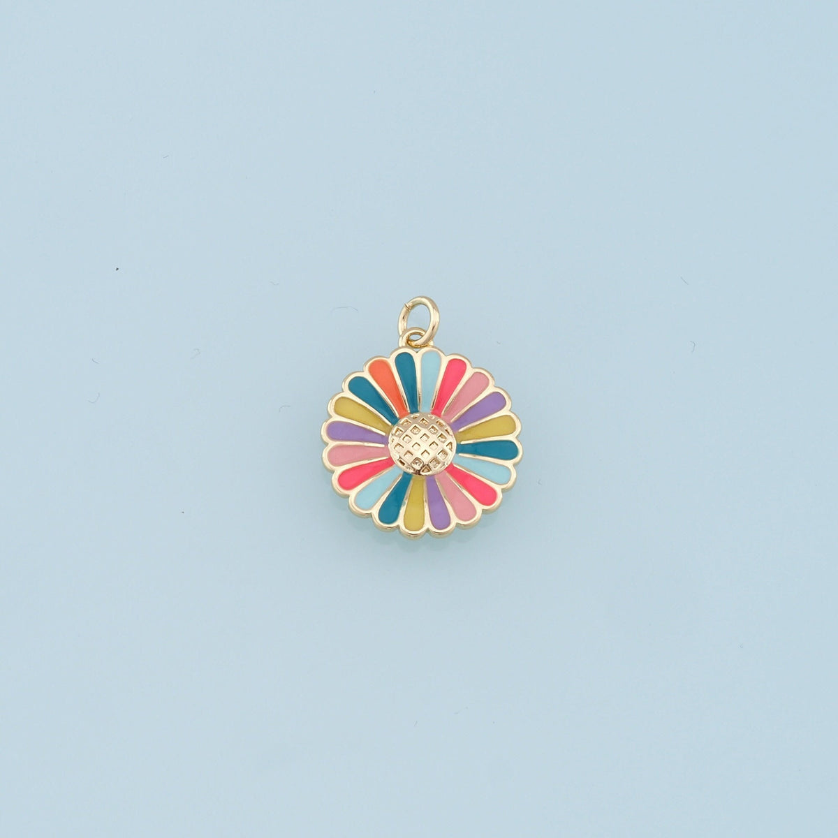 Gold Daisy Charms,18K Gold Filled Enamel Daisy Pendant,Color Daisy Charm Bracelet Necklace for DIY Jewelry Making Supply