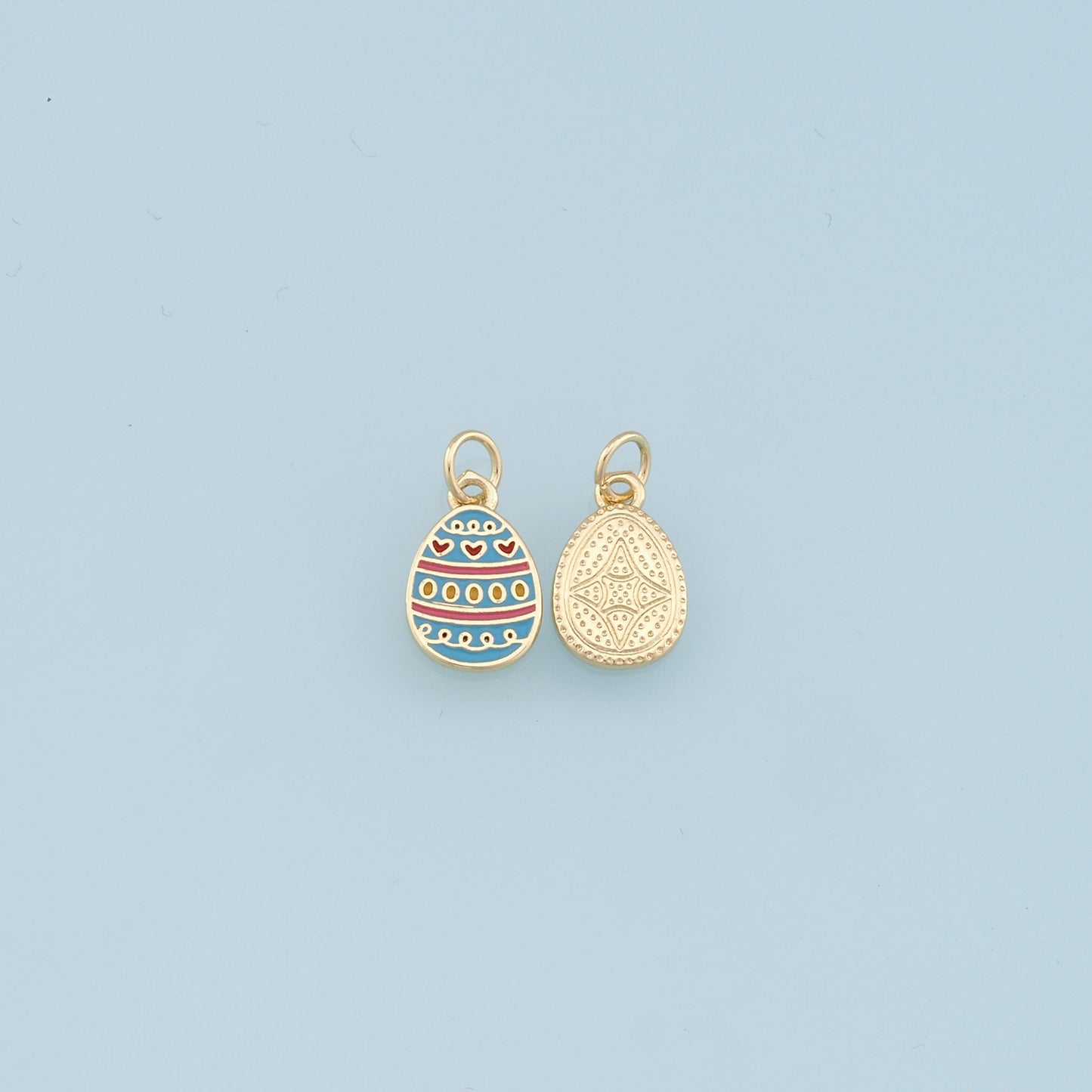 Gold Easter Egg Charms,18K Gold Filled Enamle Egg Pendant,Blue Easter Egg Charm Bracelet Necklace for DIY Jewelry Making Supply