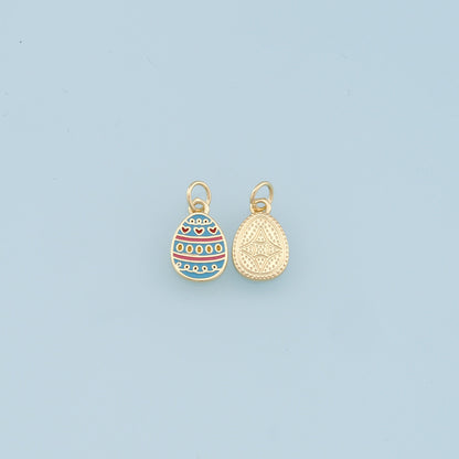 Gold Easter Egg Charms,18K Gold Filled Enamle Egg Pendant,Blue Easter Egg Charm Bracelet Necklace for DIY Jewelry Making Supply