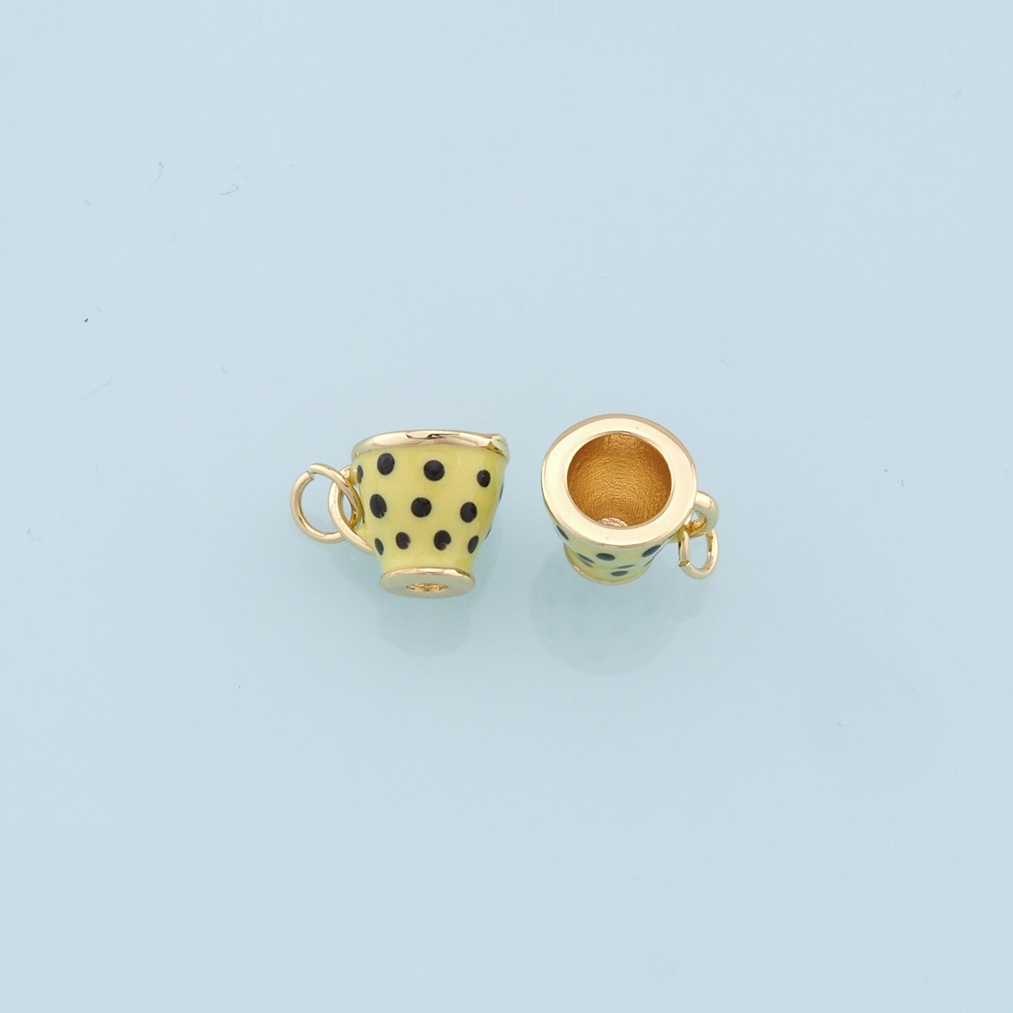 Gold Cup Charms,18K Gold Filled Enamel Cup Pendant,Cup Charm Bracelet Necklace for DIY Jewelry Making Supply