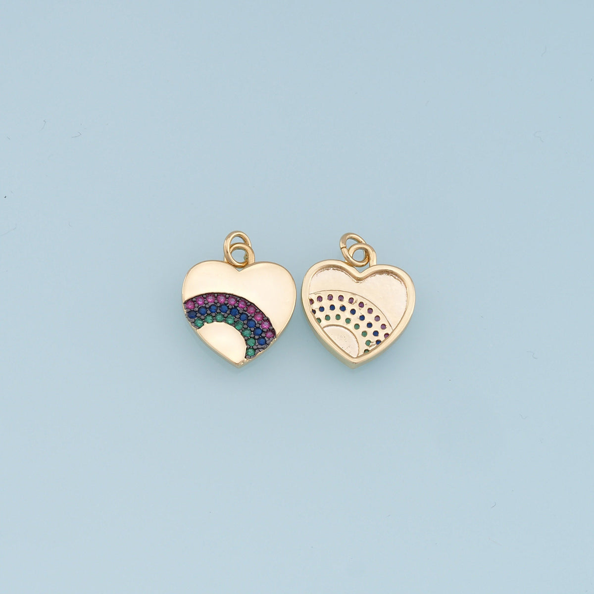 18K Gold Filled Heart CZ Charm Pendant for Jewelry Making