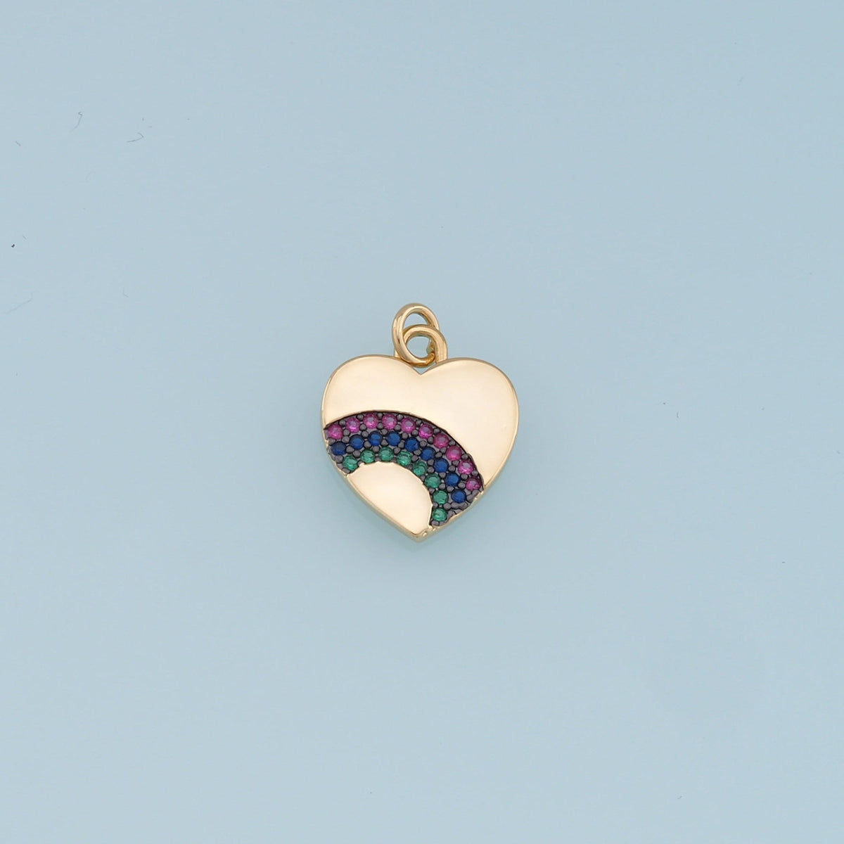 18K Gold Filled Heart CZ Charm Pendant for Jewelry Making