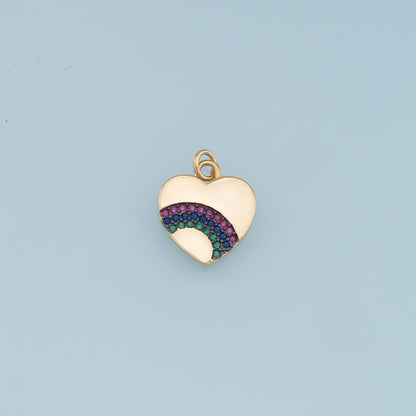 18K Gold Filled Heart CZ Charm Pendant for Jewelry Making