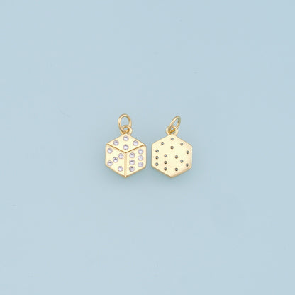Gold Dice Charms,18K Gold Filled Dice Pendant,Dice Charms Bracelet Necklace for DIY Jewelry Making Supply