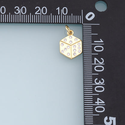 Gold Dice Charms,18K Gold Filled Dice Pendant,Dice Charms Bracelet Necklace for DIY Jewelry Making Supply