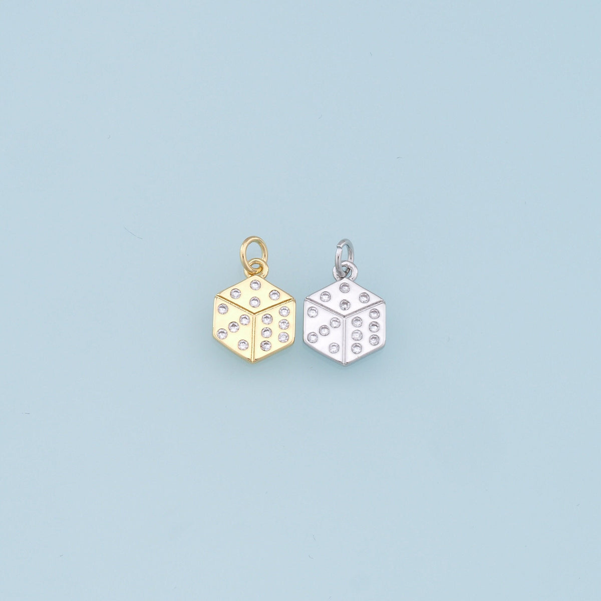 Gold Dice Charms,18K Gold Filled Dice Pendant,Dice Charms Bracelet Necklace for DIY Jewelry Making Supply