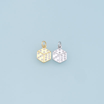 Gold Dice Charms,18K Gold Filled Dice Pendant,Dice Charms Bracelet Necklace for DIY Jewelry Making Supply