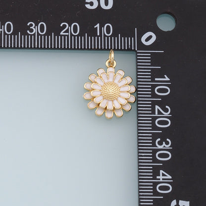 Gold Daisy Charms,18K Gold Filled Enamel Daisy Pendant,Daisy Charm Bracelet Necklace for DIY Jewelry Making Supply