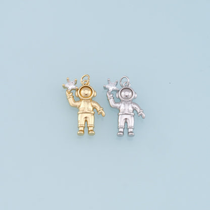 Gold Astronaut Charms,18K Gold Filled Astronaut Pendant,Astronaut Star Charm Bracelet Necklace for DIY Jewelry Making Supply