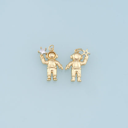 Gold Astronaut Charms,18K Gold Filled Astronaut Pendant,Astronaut Star Charm Bracelet Necklace for DIY Jewelry Making Supply