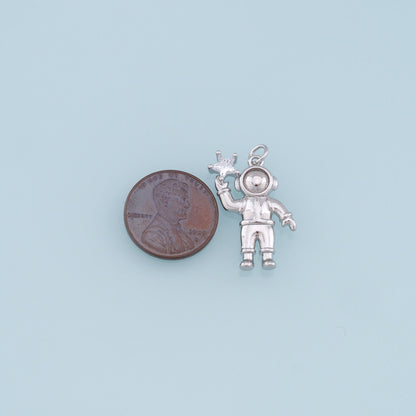 Gold Astronaut Charms,18K Gold Filled Astronaut Pendant,Astronaut Star Charm Bracelet Necklace for DIY Jewelry Making Supply