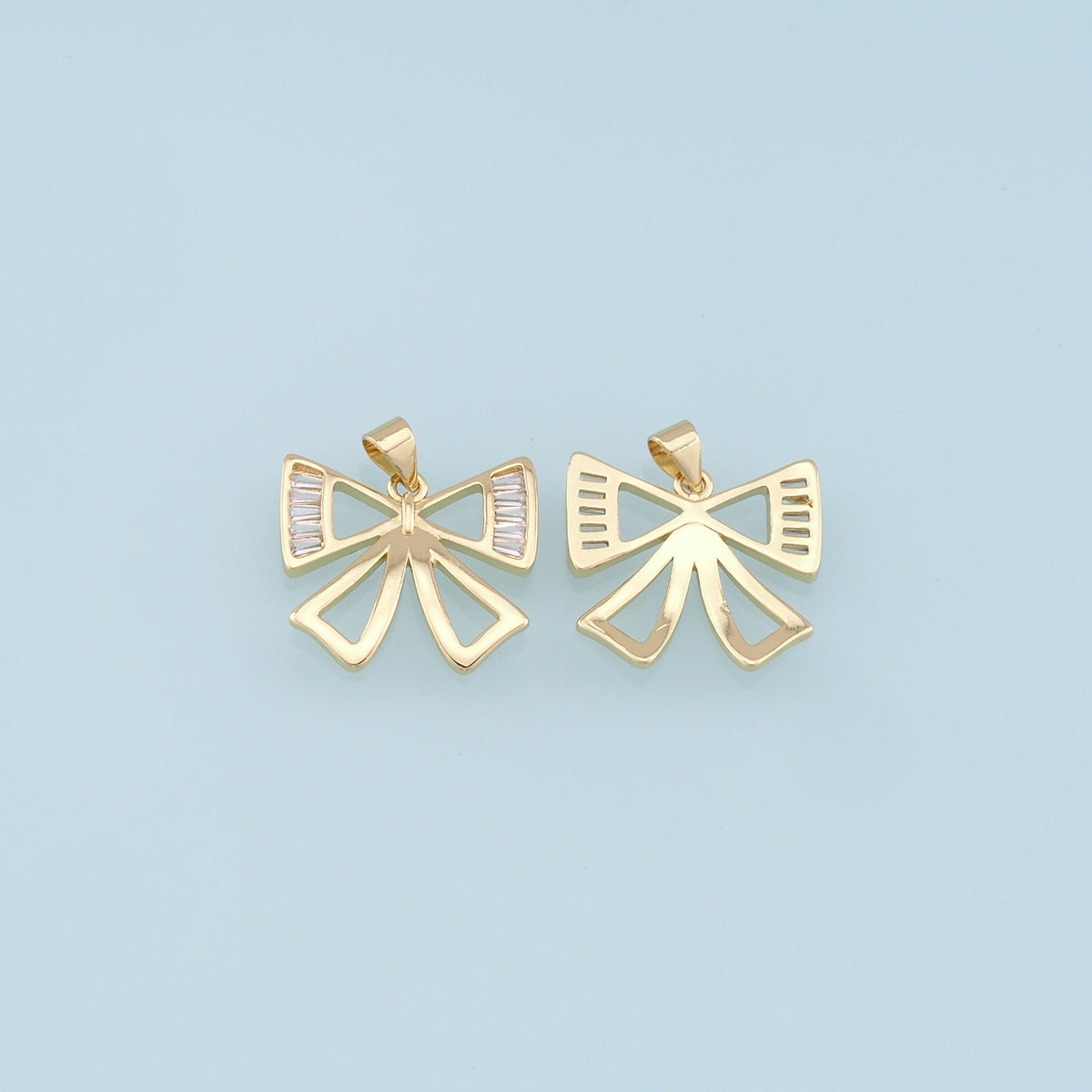 Gold Bow Charms,18K Gold Filled Bow Pendant,bow tie Charm Bracelet Necklace for DIY Jewelry Making Supply