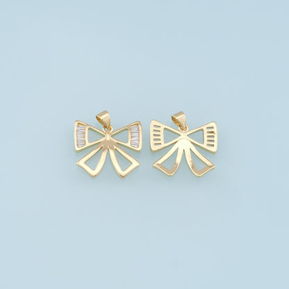 Gold Bow Charms,18K Gold Filled Bow Pendant,bow tie Charm Bracelet Necklace for DIY Jewelry Making Supply