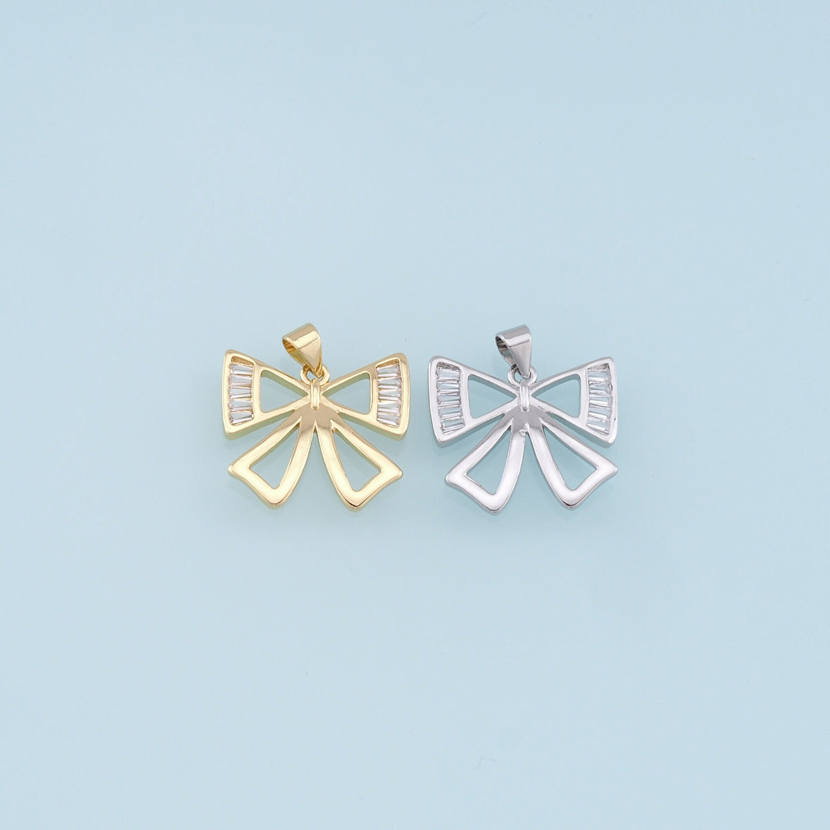 Gold Bow Charms,18K Gold Filled Bow Pendant,bow tie Charm Bracelet Necklace for DIY Jewelry Making Supply