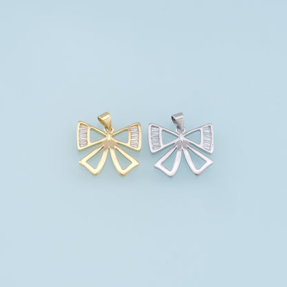 Gold Bow Charms,18K Gold Filled Bow Pendant,bow tie Charm Bracelet Necklace for DIY Jewelry Making Supply