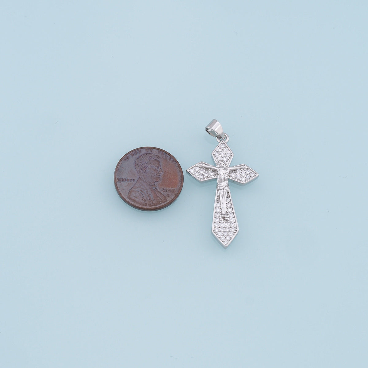 18K Gold Filled Cross CZ Charm Pendant for Jewelry Making