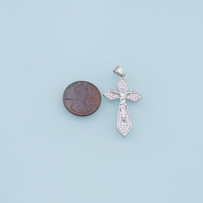 18K Gold Filled Cross CZ Charm Pendant for Jewelry Making