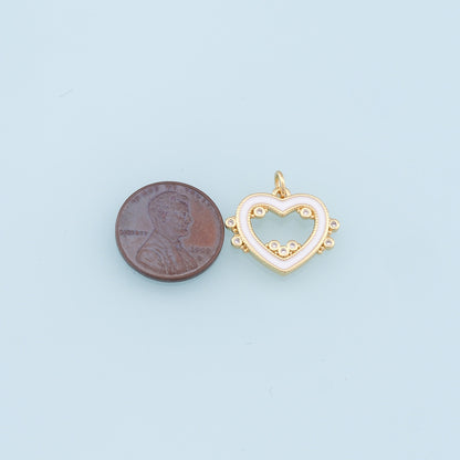 18K Gold Filled Heart Enamel Charm Pendant for Jewelry Making