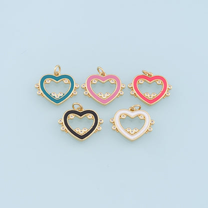 18K Gold Filled Heart Enamel Charm Pendant for Jewelry Making