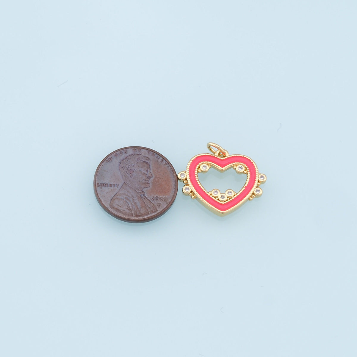 18K Gold Filled Heart Enamel Charm Pendant for Jewelry Making