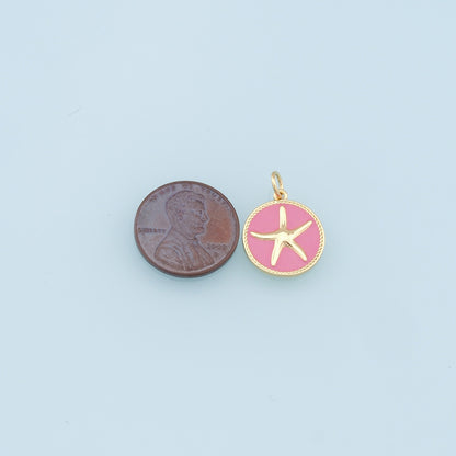 Gold Starfish Charms,18K Gold Filled Enamel Sea star Pendant,Starfish Charm Bracelet Necklace for DIY Jewelry Making Supply