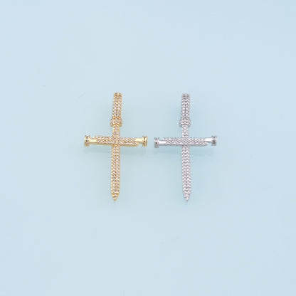 Gold Cross Charms,18K Gold Filled CZ Cross Pendant,Religious Charm Bracelet Necklace for DIY Jewelry Making Supply