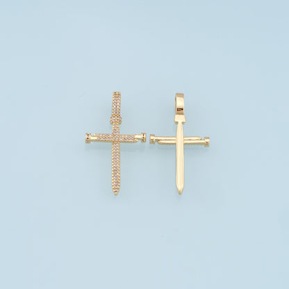 Gold Cross Charms,18K Gold Filled CZ Cross Pendant,Religious Charm Bracelet Necklace for DIY Jewelry Making Supply
