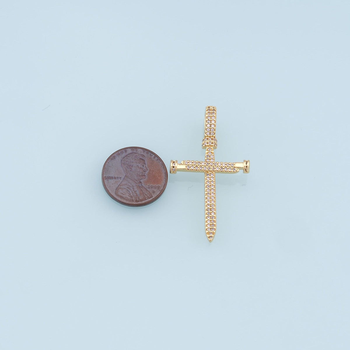Gold Cross Charms,18K Gold Filled CZ Cross Pendant,Religious Charm Bracelet Necklace for DIY Jewelry Making Supply