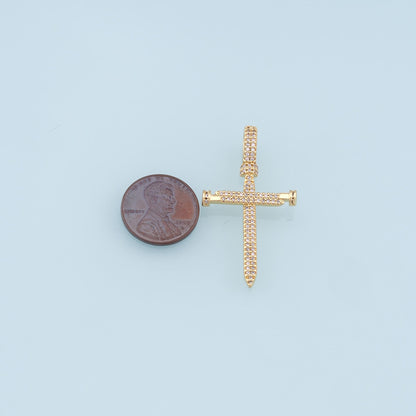 Gold Cross Charms,18K Gold Filled CZ Cross Pendant,Religious Charm Bracelet Necklace for DIY Jewelry Making Supply