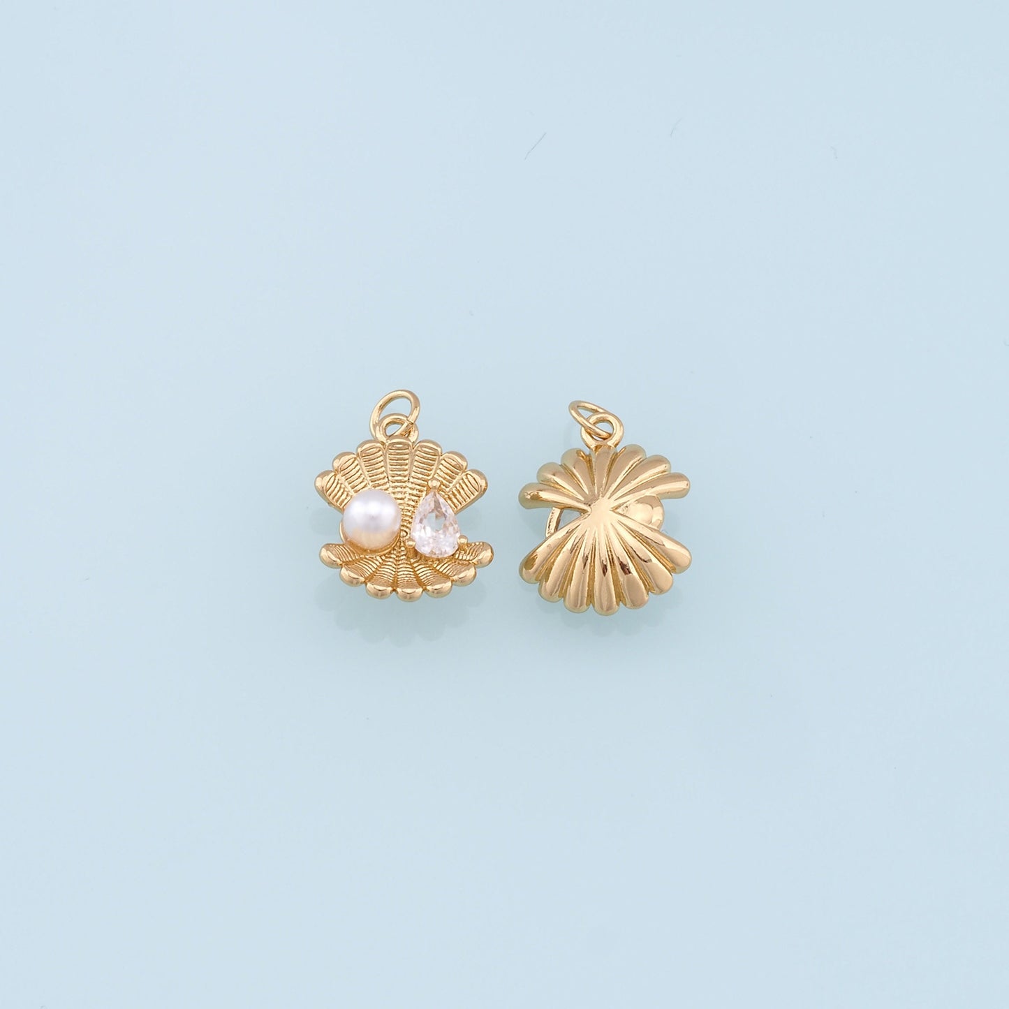 Gold Pearl Shell Charms,18K Gold Filled Conch Shell Pendant,Conch Shell Charm Bracelet Necklace for DIY Jewelry Making Supply