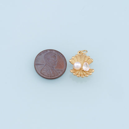 Gold Pearl Shell Charms,18K Gold Filled Conch Shell Pendant,Conch Shell Charm Bracelet Necklace for DIY Jewelry Making Supply