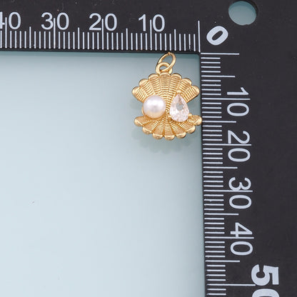 Gold Pearl Shell Charms,18K Gold Filled Conch Shell Pendant,Conch Shell Charm Bracelet Necklace for DIY Jewelry Making Supply