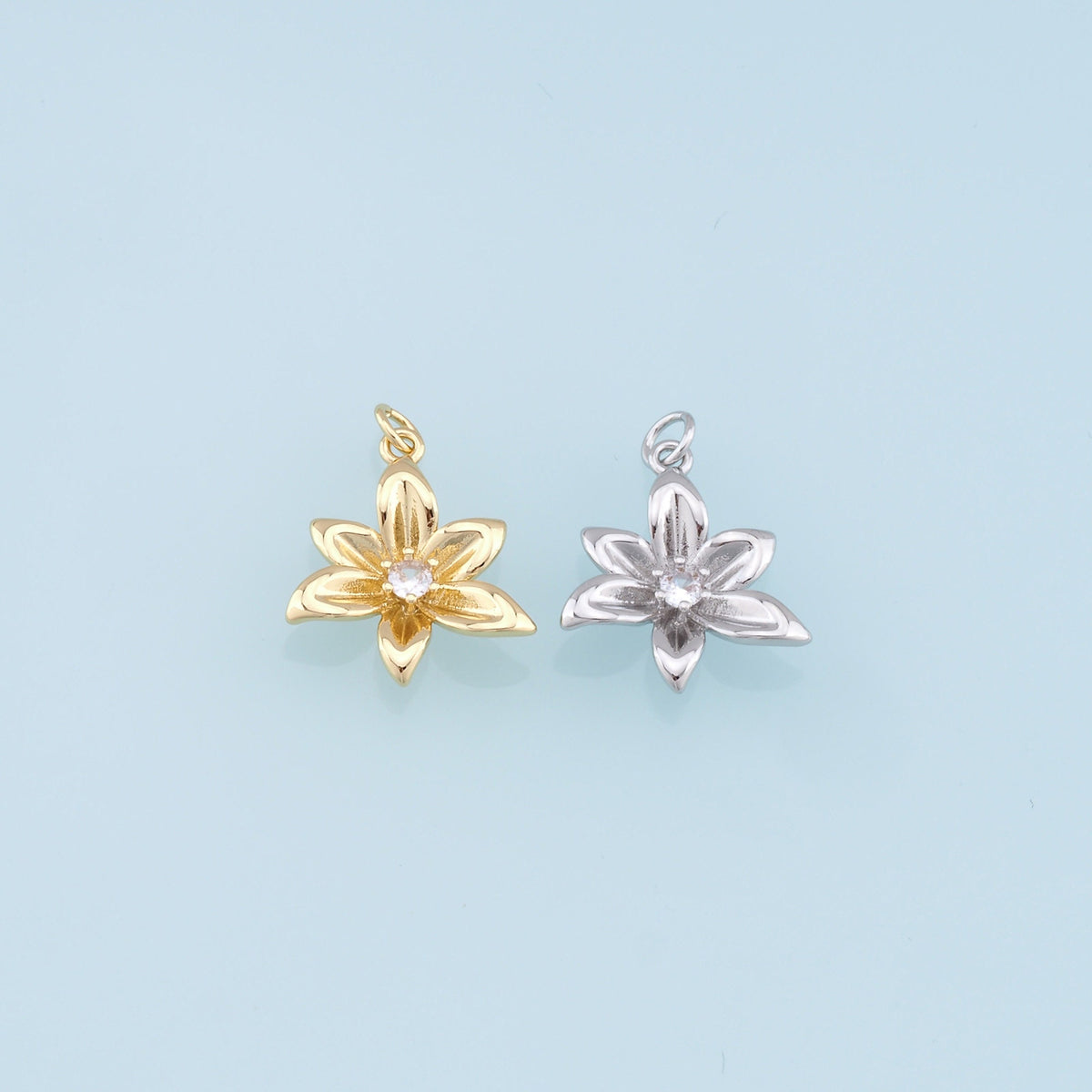 Gold Flower Charms,18K Gold Filled Flower Pendant,Silver Flower Charm Bracelet Necklace for DIY Jewelry Making Supply