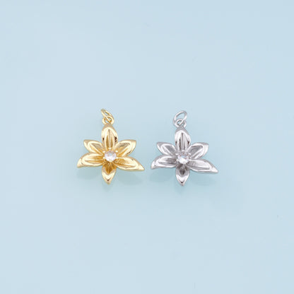 Gold Flower Charms,18K Gold Filled Flower Pendant,Silver Flower Charm Bracelet Necklace for DIY Jewelry Making Supply