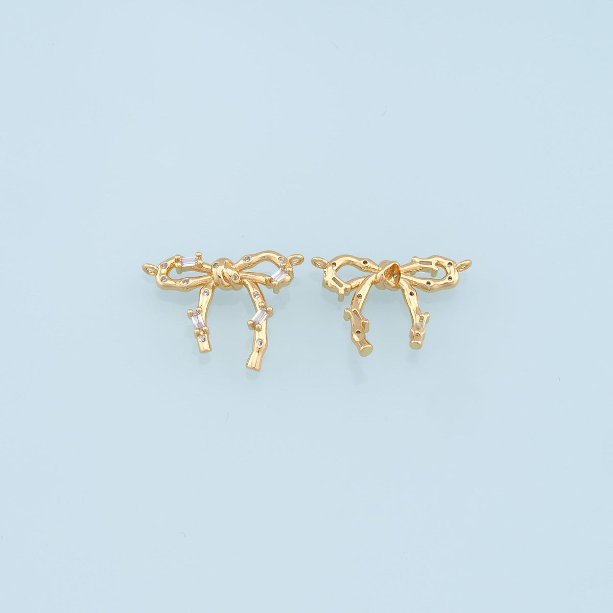 Gold Bow Charms,18K Gold Filled CZ Bow Pendant,Silver bow tie Charm Bracelet Necklace for DIY Jewelry Making Supply