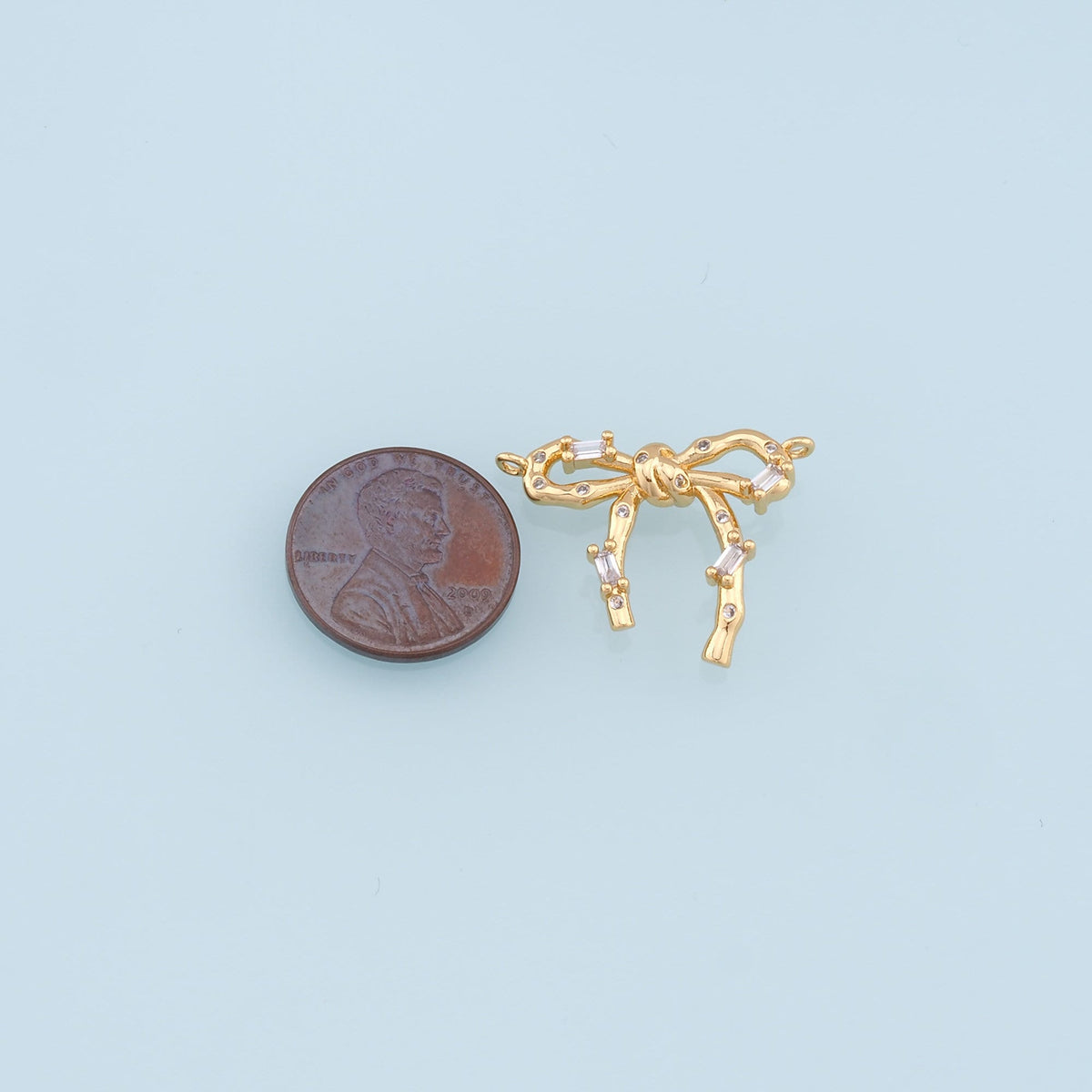 Gold Bow Charms,18K Gold Filled CZ Bow Pendant,Silver bow tie Charm Bracelet Necklace for DIY Jewelry Making Supply