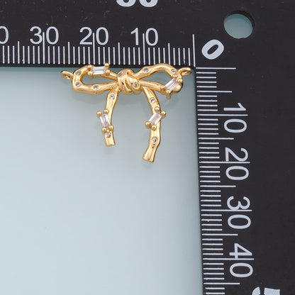 Gold Bow Charms,18K Gold Filled CZ Bow Pendant,Silver bow tie Charm Bracelet Necklace for DIY Jewelry Making Supply