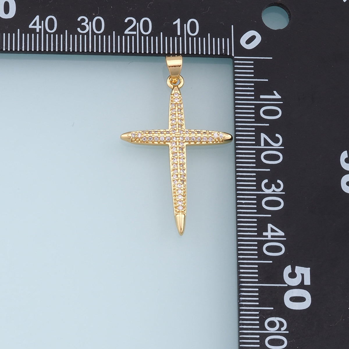 Gold Cross Charms,18K Gold Filled Cross Pendant,CZ Micro Pave Cross Charm Bracelet Necklace for DIY Jewelry Making Supply