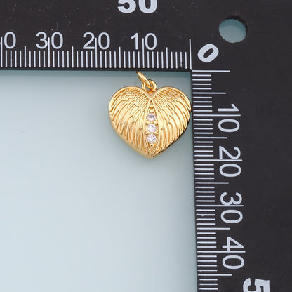 Gold Heart Wings Charms,18K Gold Filled Wings Pendant,Angel Wings Charm Bracelet Necklace for DIY Jewelry Making Supply