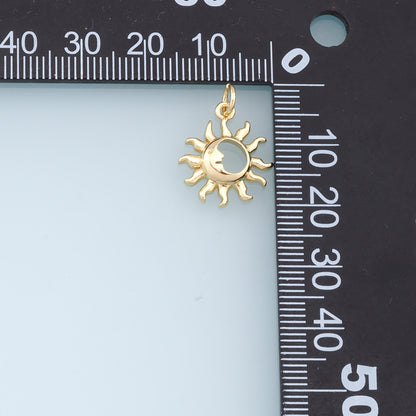 Gold Sun Charms,18K Gold Filled Sun Pendant,Sun Charm Bracelet Necklace for DIY Jewelry Making Supply