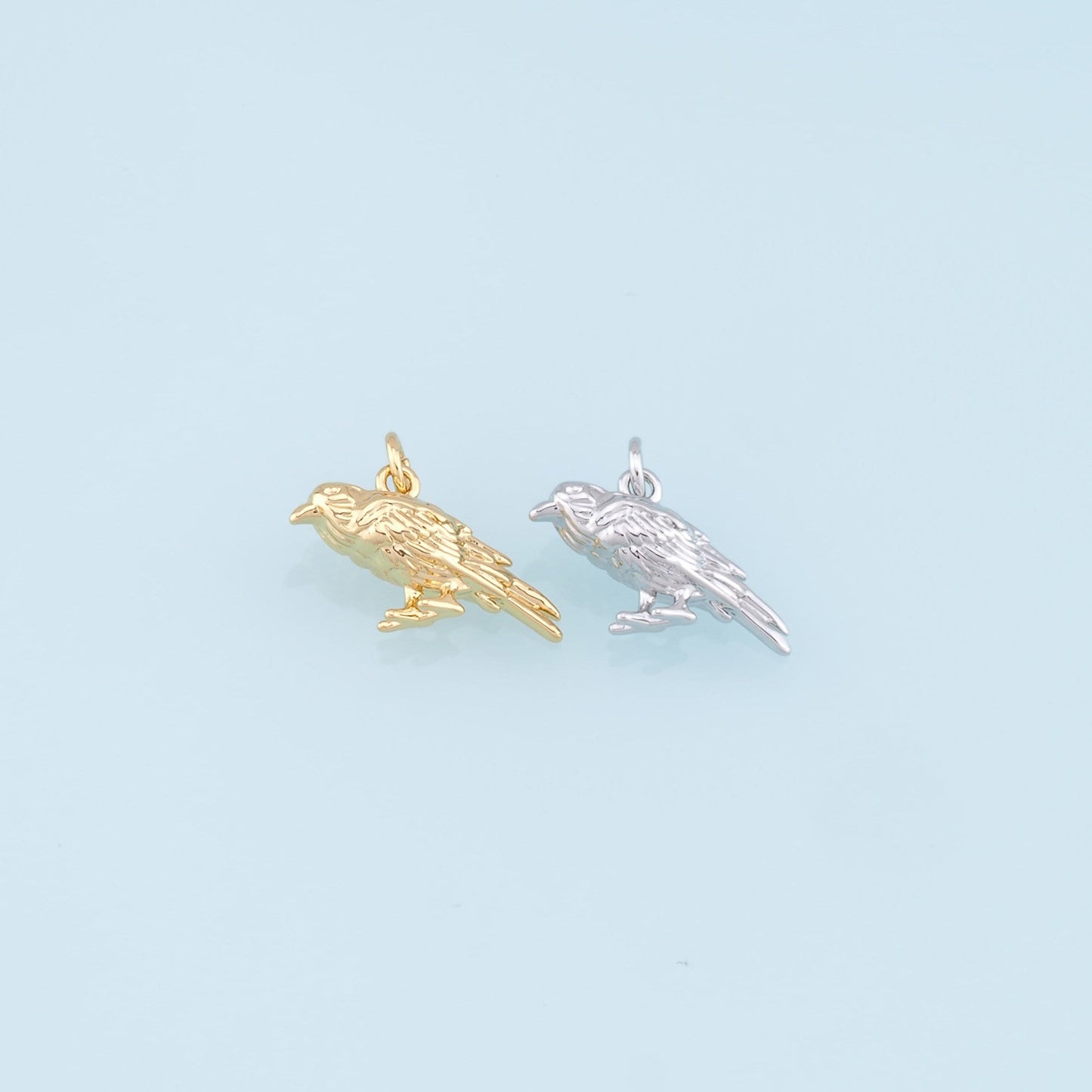 Gold Crow Charms,18K Gold Crow Pendant,Crow Charm Bracelet Necklace for DIY Jewelry Making Supply