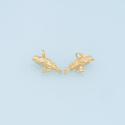 Gold Crow Charms,18K Gold Crow Pendant,Crow Charm Bracelet Necklace for DIY Jewelry Making Supply