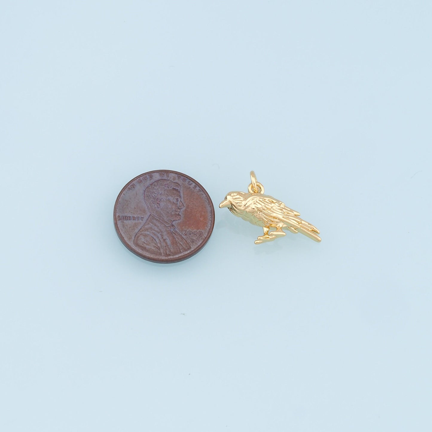 Gold Crow Charms,18K Gold Crow Pendant,Crow Charm Bracelet Necklace for DIY Jewelry Making Supply